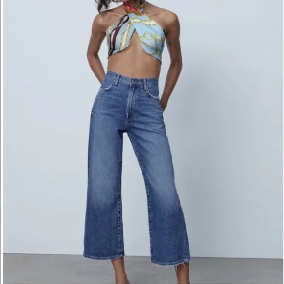 Clothes Zara Mid Rise Culotte Jeans CULOTTES Yellow ZARA Canada